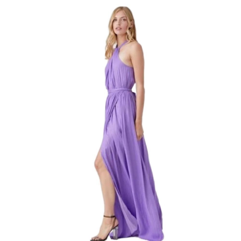 Mustard Seed Purple Sleeveless Tie Waist Maxi Dress Womens Size Large
